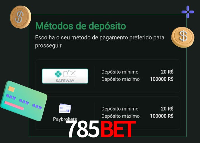 O cassino 785Bet oferece uma grande variedade de métodos de pagamento